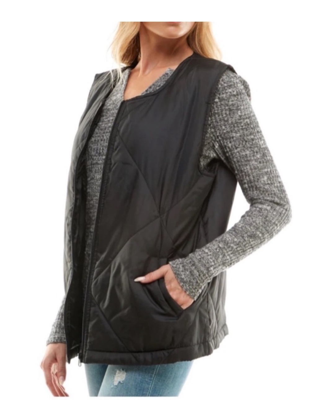 NWT Socialite Black Quilted Vest - Women’s Lightweight Layer